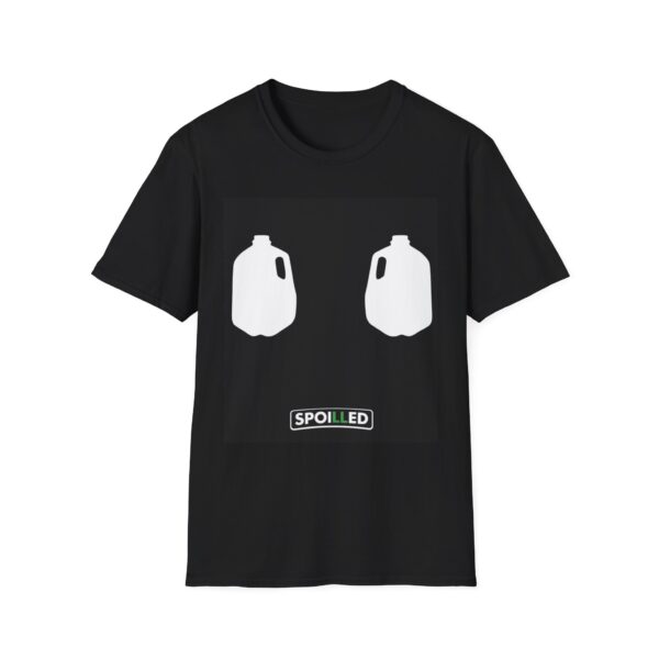 MILK JUGS T-Shirt | 'Spoiled' Logo, Minimal Black Square Design